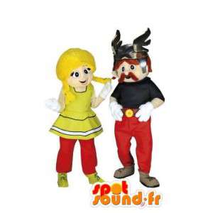 Asterix og falbala maskot - Gallisk par kostume pakke med 2 -