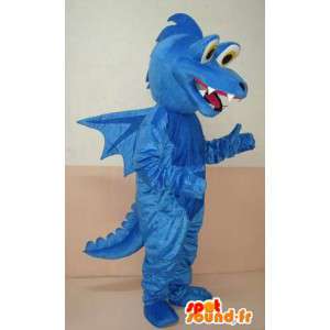 Blå dinosaurmaskot - djurmaskot med vingar - snabb frakt -