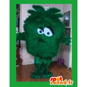 Mascote monstro verde - traje verde todo peludo