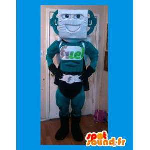 Mascotte blauw en zwart tankstation - Olie Super