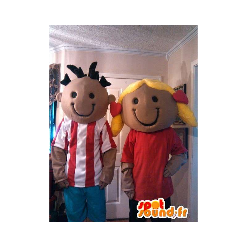 Mascot casal estudante - Disguise crianças pacote de 2 - MASFR002595 - mascotes criança