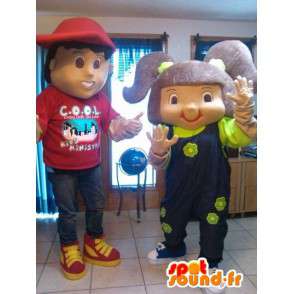 Casal mascote de crianças - estudante pacote traje de 2 - MASFR002596 - mascotes criança