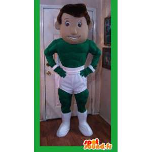 Mascot súper héroe verde pantalón blanco - Superhero Costume - MASFR002597 - Mascota de superhéroe