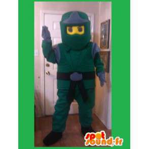 Mascote verde e amarelo Ninja - Traje Ninja, artes marciais - MASFR002598 - Mascotes homem