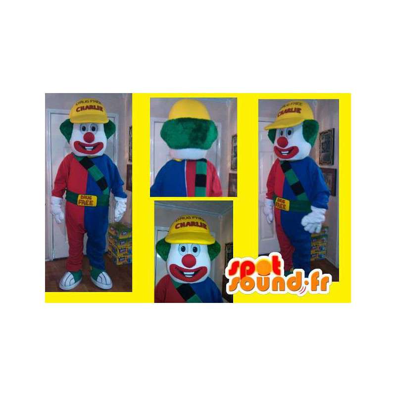 Obří barevné klaun kostým - Clown Maskot - Maskoti cirkusu - MASFR002606 - SpotSound.fr