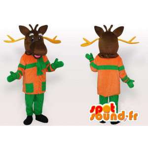 Mascotte Cerf Orange et Vert - Costume animal des forêts - MASFR00218 - Mascottes Cerf et Biche