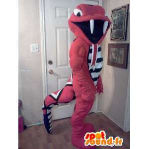 Mascotte oranje snake rattle - slang kostuum - MASFR002614 - mascottes reptielen