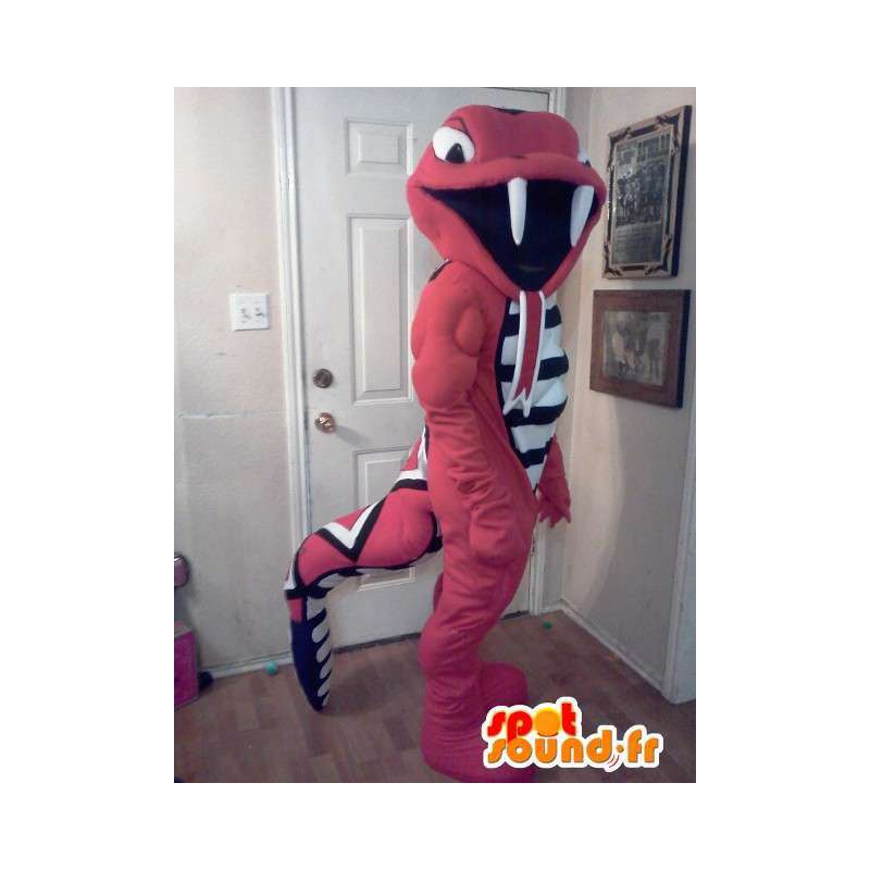 オレンジガラガラヘビのマスコット-ヘビの衣装-MASFR002614-爬虫類のマスコット
