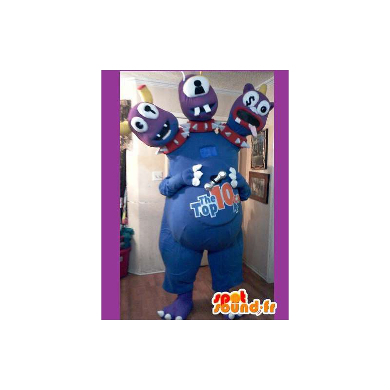Mascot 3 blå monster hoder - Blå Monster Costume - MASFR002617 - Maskoter monstre