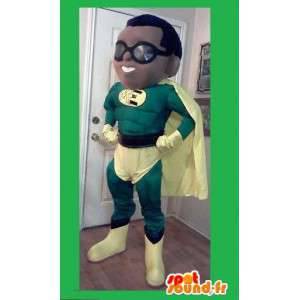 Grön och gul superhjälte maskot - Superhjältdräkt - Spotsound