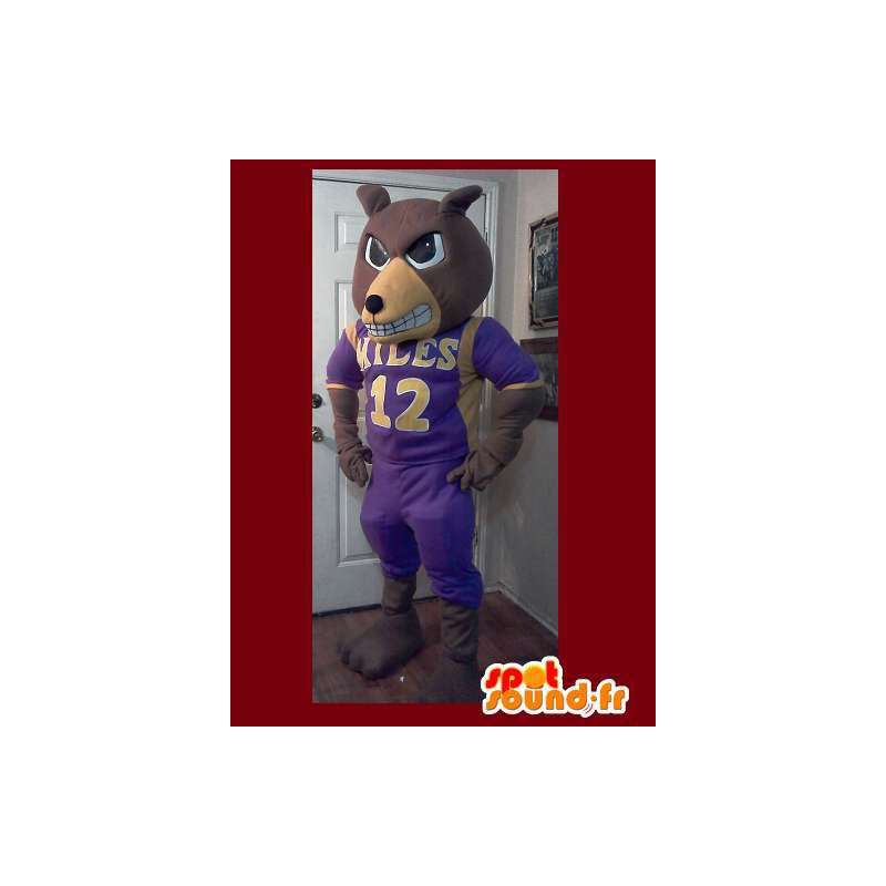 Bear Mascot ilkeä jalkapalloilija - karhun puku - MASFR002620 - Bear Mascot