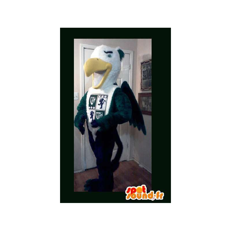 Griffin mascot, green and white bird - Vulture Costume - MASFR002621 - Mascot of birds