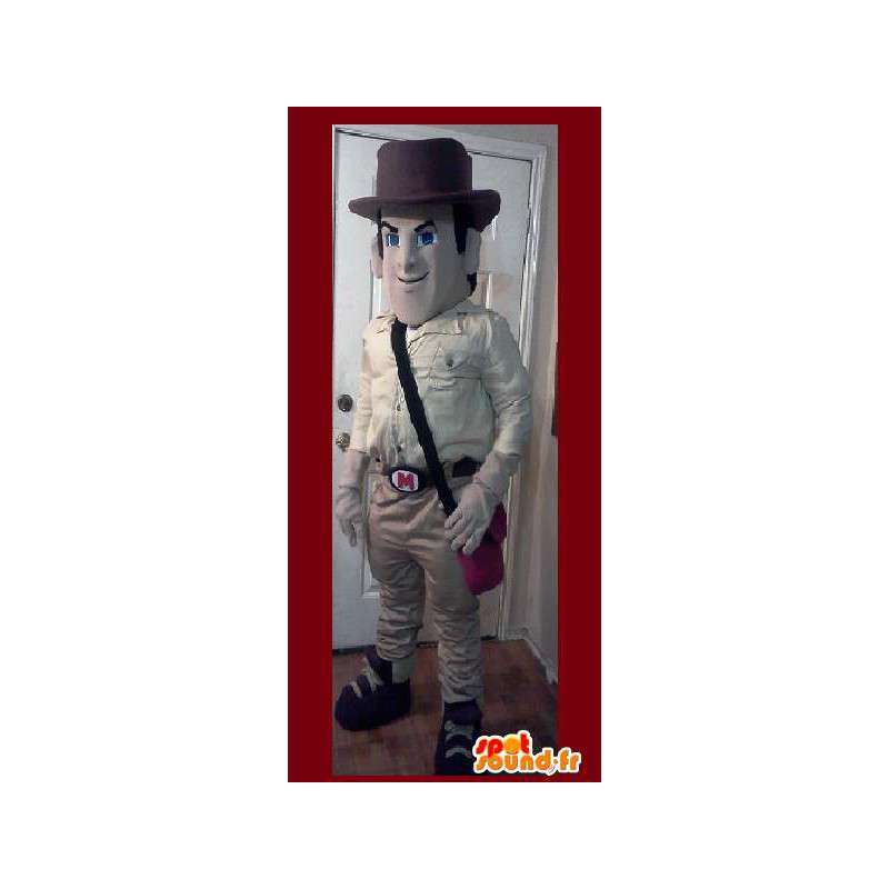 Mascotte explorateur facon Indiana Jones - Costume explorateur - MASFR002623 - Mascottes Personnages célèbres