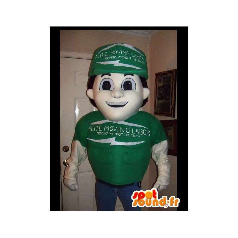 Mascotte technicien, vendeur - Déguisement vendeur vert - MASFR002625 - Mascottes Homme