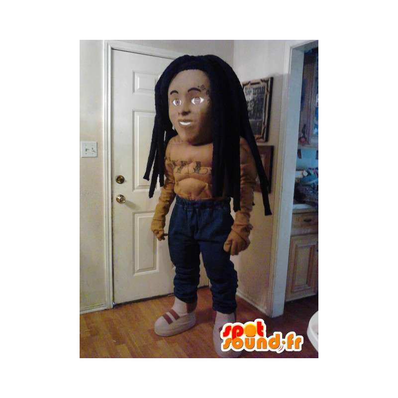 Mascot rasta sem camisa - Disguise Afro Rasta - MASFR002628 - Mascotes homem