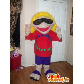 Mascot chica rubia con chanclas gafas de sol - MASFR002634 - Chicas y chicos de mascotas