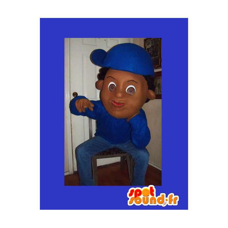 Mascot rapper met zijn cap - zwart kostuum - MASFR002638 - Mascottes Boys and Girls