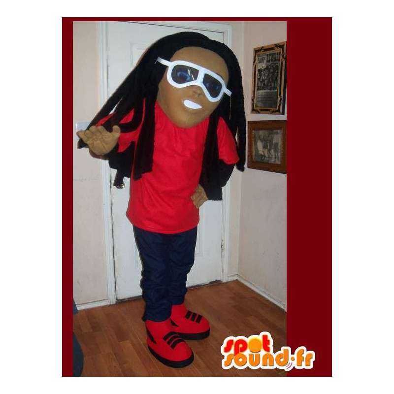 Mascot jamaicana Rasta - traje rasta com fechaduras - MASFR002640 - Mascotes homem