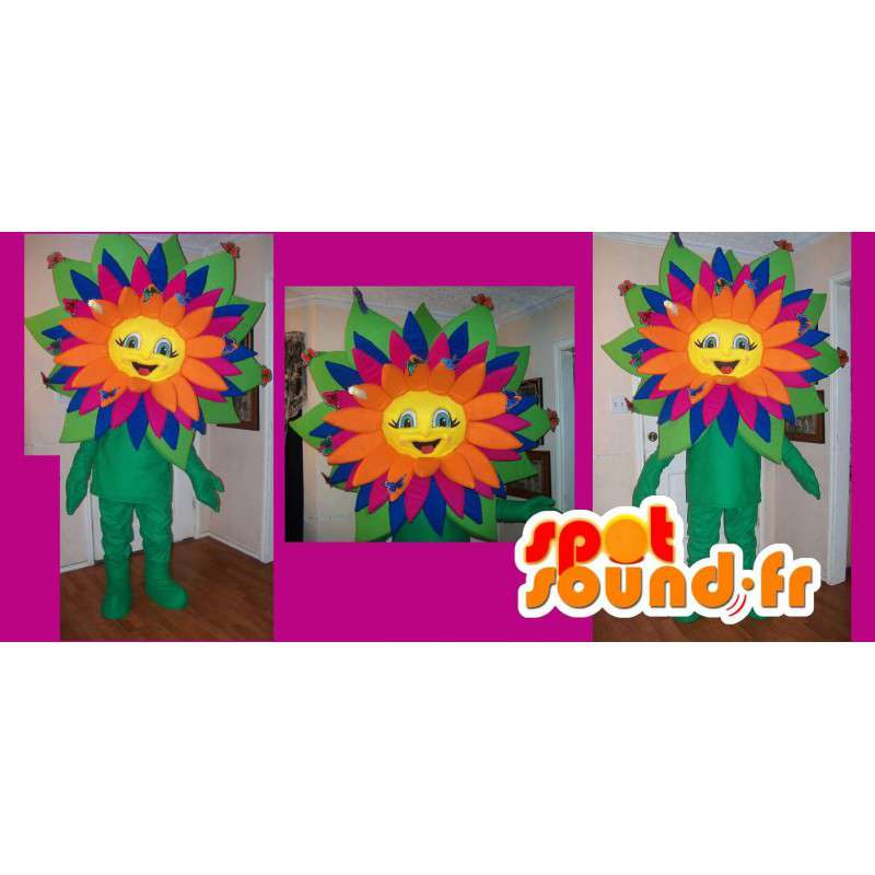 Flerfarvet blomstermaskot - Blomsterklædning - Spotsound maskot