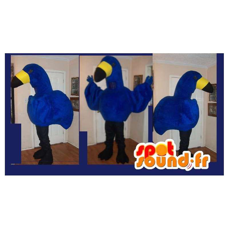 Mascotte blauwe en gele papegaai - Blue Flamingo kostuum - MASFR002646 - mascottes papegaaien