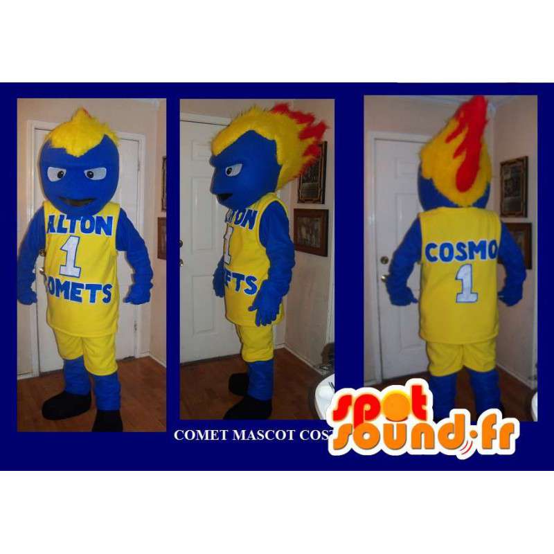 Mascot Blue Comet - Costume Snowman blue sports - MASFR002661 - Human mascots