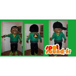 Groen en geel hip hop mascotte - Costume jongen hip-hop stijl - MASFR002666 - Mascottes Boys and Girls