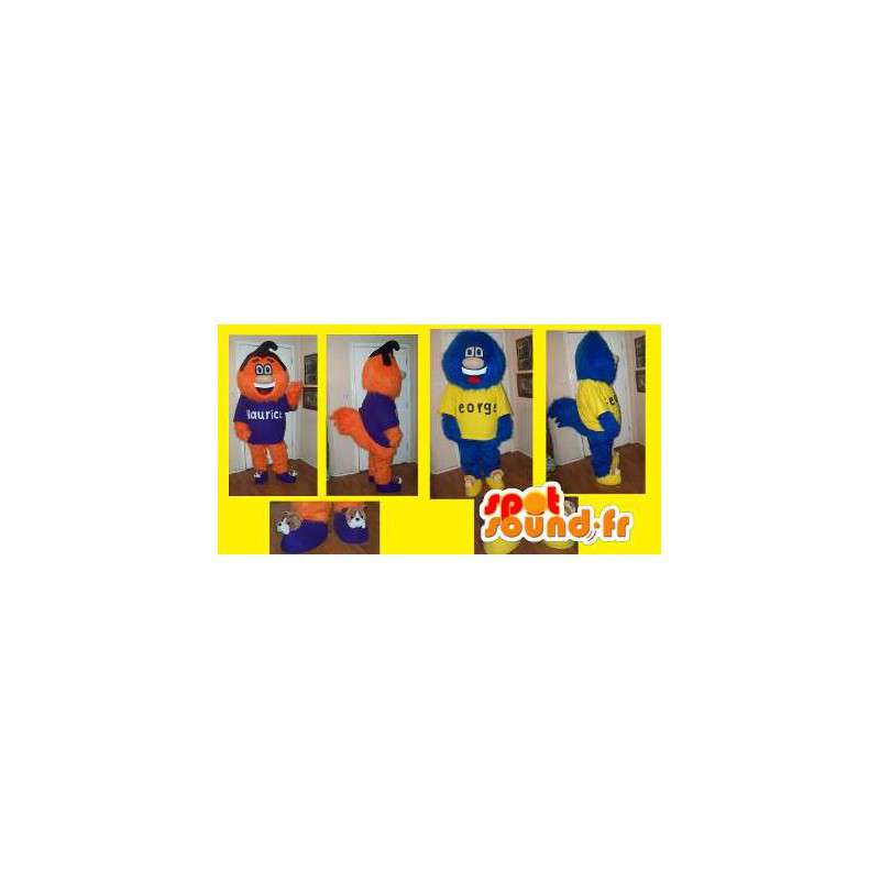 Mascottes harige oranje en blauwe monsters - 2 Costume Pack  - MASFR002668 - mascottes monsters