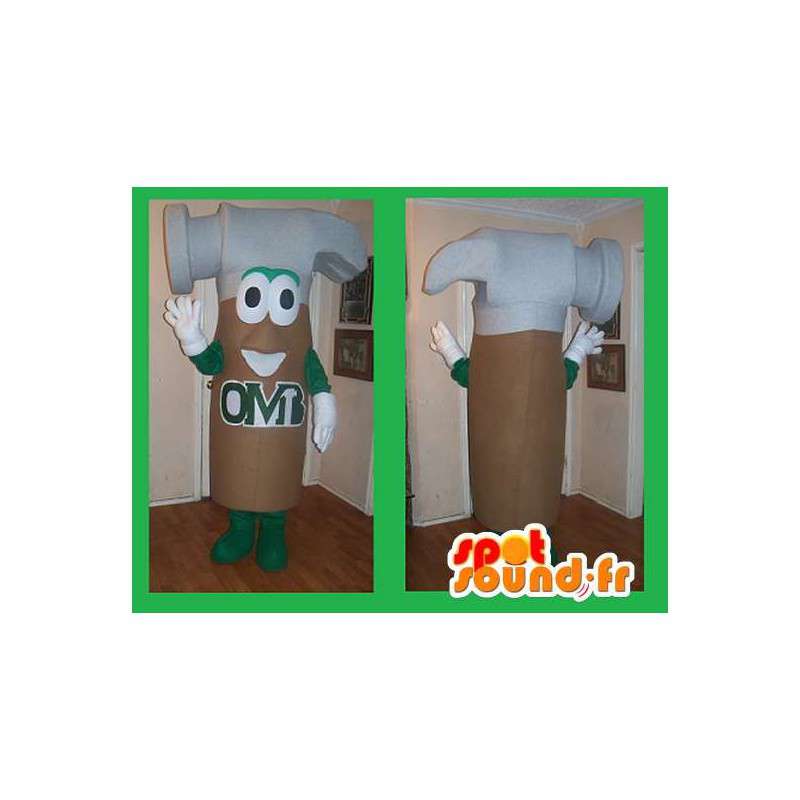 Hammer Mascot brown green and gray - Disguise tools - MASFR002676 - Mascots of objects