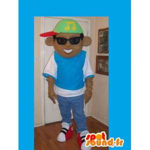 Mascot DJ rapper con cappuccio e occhiali da sole - MASFR002677 - Ragazze e ragazzi di mascotte