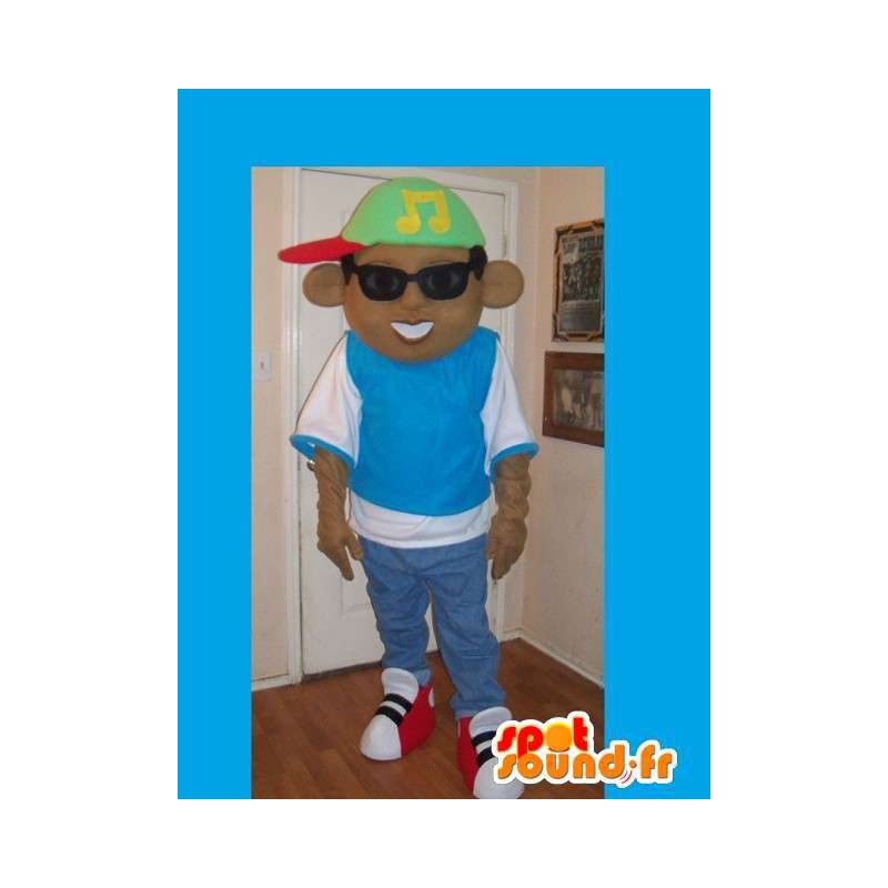 Mascot DJ / rapper com boné e óculos de sol - MASFR002677 - Mascotes Boys and Girls