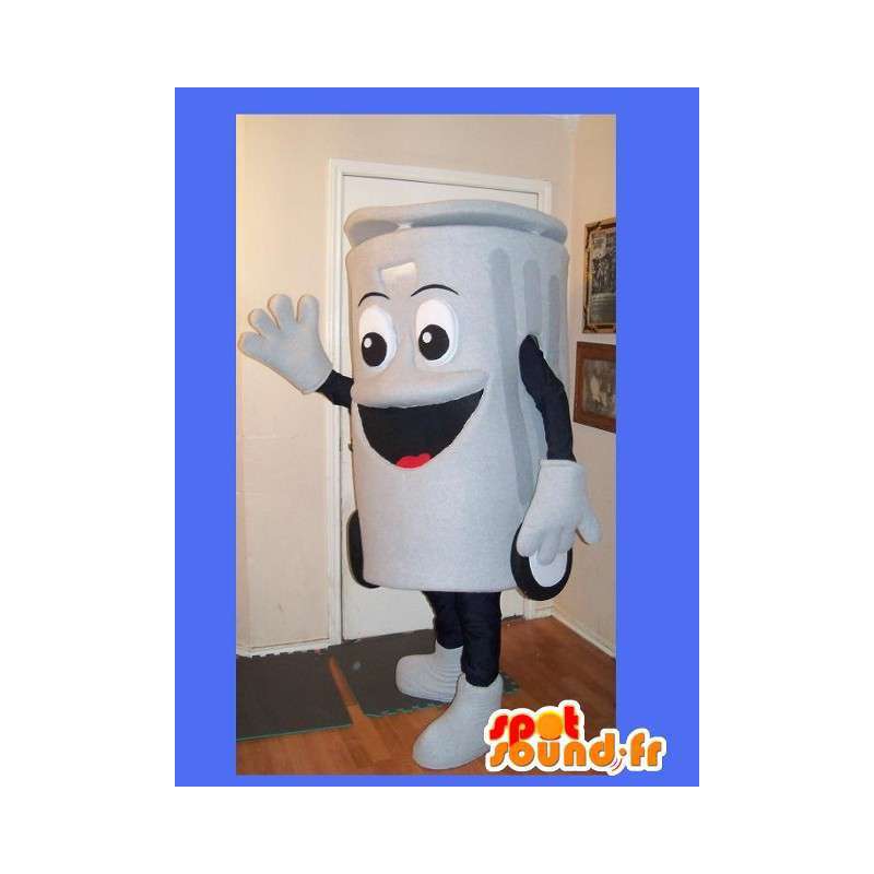 Mascot grau Papierkorb - Papierkorb Kostüme - MASFR002680 - Maskottchen nach Hause