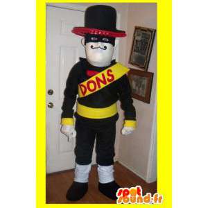 Mascot of the famous black and yellow Zorro - Zorro Costume - MASFR002684 - Mascots famous characters