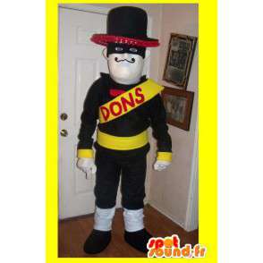 Mascote do famoso Zorro preto e amarelo - Costume Zorro - MASFR002684 - Celebridades Mascotes