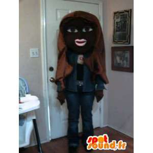 ジーンズの黒人の女の子のマスコット-黒人の女の子の衣装-MASFR002686-男の子と女の子のマスコット