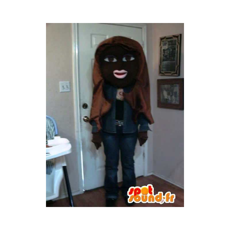 ジーンズの黒人の女の子のマスコット-黒人の女の子の衣装-MASFR002686-男の子と女の子のマスコット