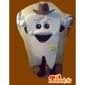 Formet maskot stor smilende tann kledd som sheriff - MASFR002692 - Ikke-klassifiserte Mascots