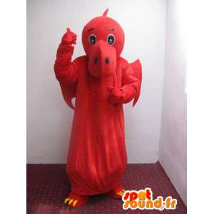 Dinosaur mascotte rosso e giallo - Dragon Costume  - MASFR00222 - Mascotte drago