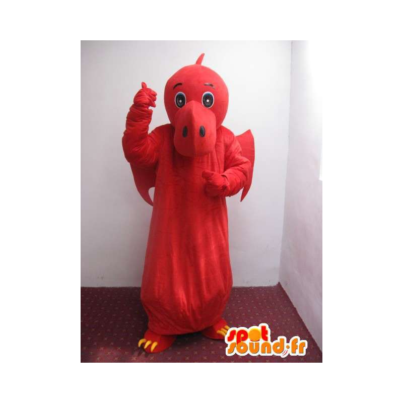 Dinosaur mascotte rood en geel - Dragon Costume  - Dragon mascotte - MASFR00222 - SpotSound.fr