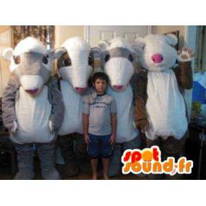 4 grijze muizen mascottes en bruin - 4 Costume Pack - MASFR002701 - Mouse Mascot