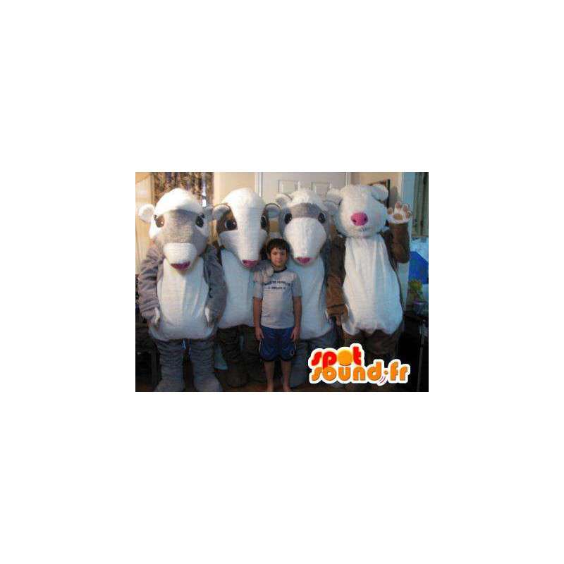 4 grijze muizen mascottes en bruin - 4 Costume Pack - MASFR002701 - Mouse Mascot