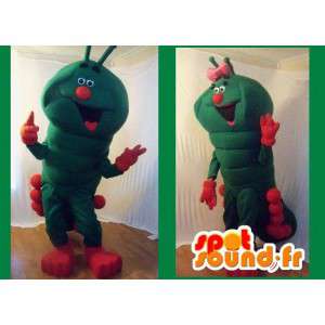 Mascotte groene en rode reus rups - rups kostuum - MASFR002703 - mascottes Insect