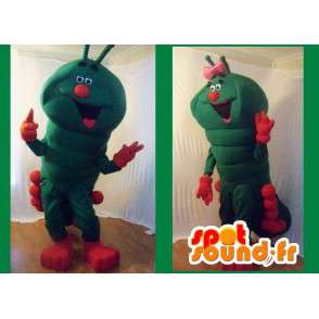 Mascot green and red giant caterpillar - caterpillar costume - MASFR002703 - Mascots insect