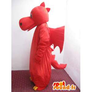 Dinosaur mascotte rood en geel - Dragon Costume  - MASFR00222 - Dragon Mascot