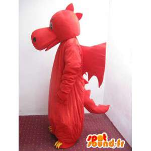 Dinosaur mascotte rosso e giallo - Dragon Costume  - MASFR00222 - Mascotte drago