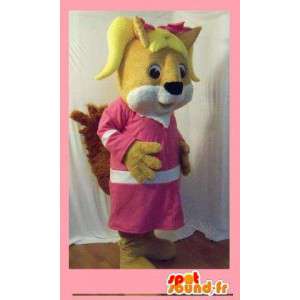 Scoiattolo mascotte vestita di rosa e bianco - Costume Squirrel - MASFR002709 - Scoiattolo mascotte