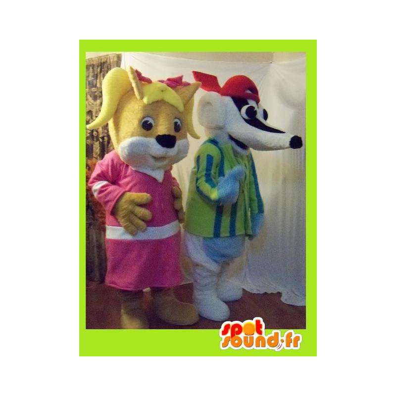 Mascotte d'écureuil et de blaireau - Pack de 2 costumes de la forêt - MASFR002710 - Mascottes Ecureuil