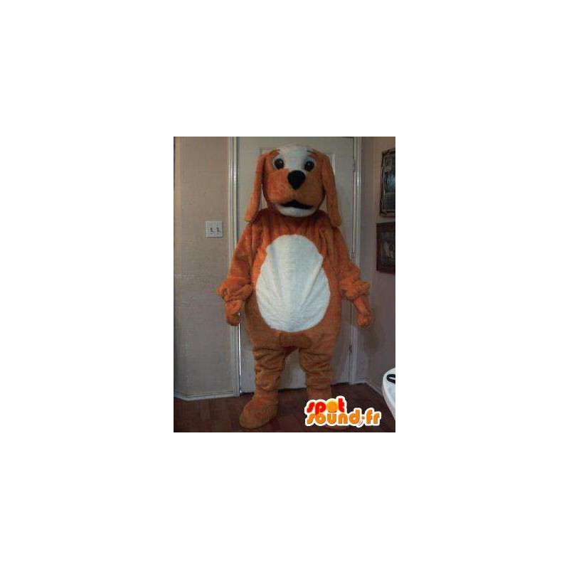 Mascotte de chien marron et blanc - Costume de chien en peluche - MASFR002719 - Mascottes de chien