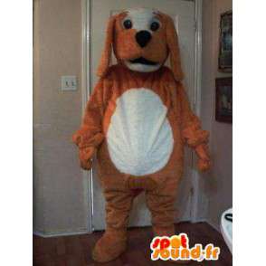 Mascotte de chien marron et blanc - Costume de chien en peluche - MASFR002719 - Mascottes de chien