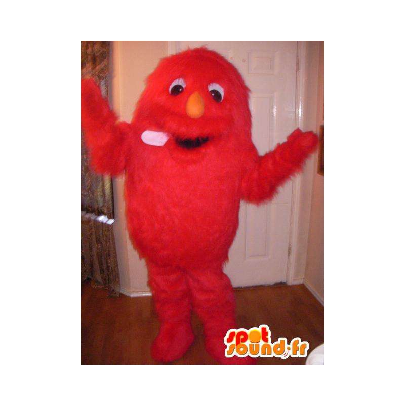 All hårig röd monster maskot - Hårig monster kostym - Spotsound