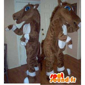 Bruin en wit paard mascotte - Paard Costume Plush - MASFR002729 - Horse mascottes